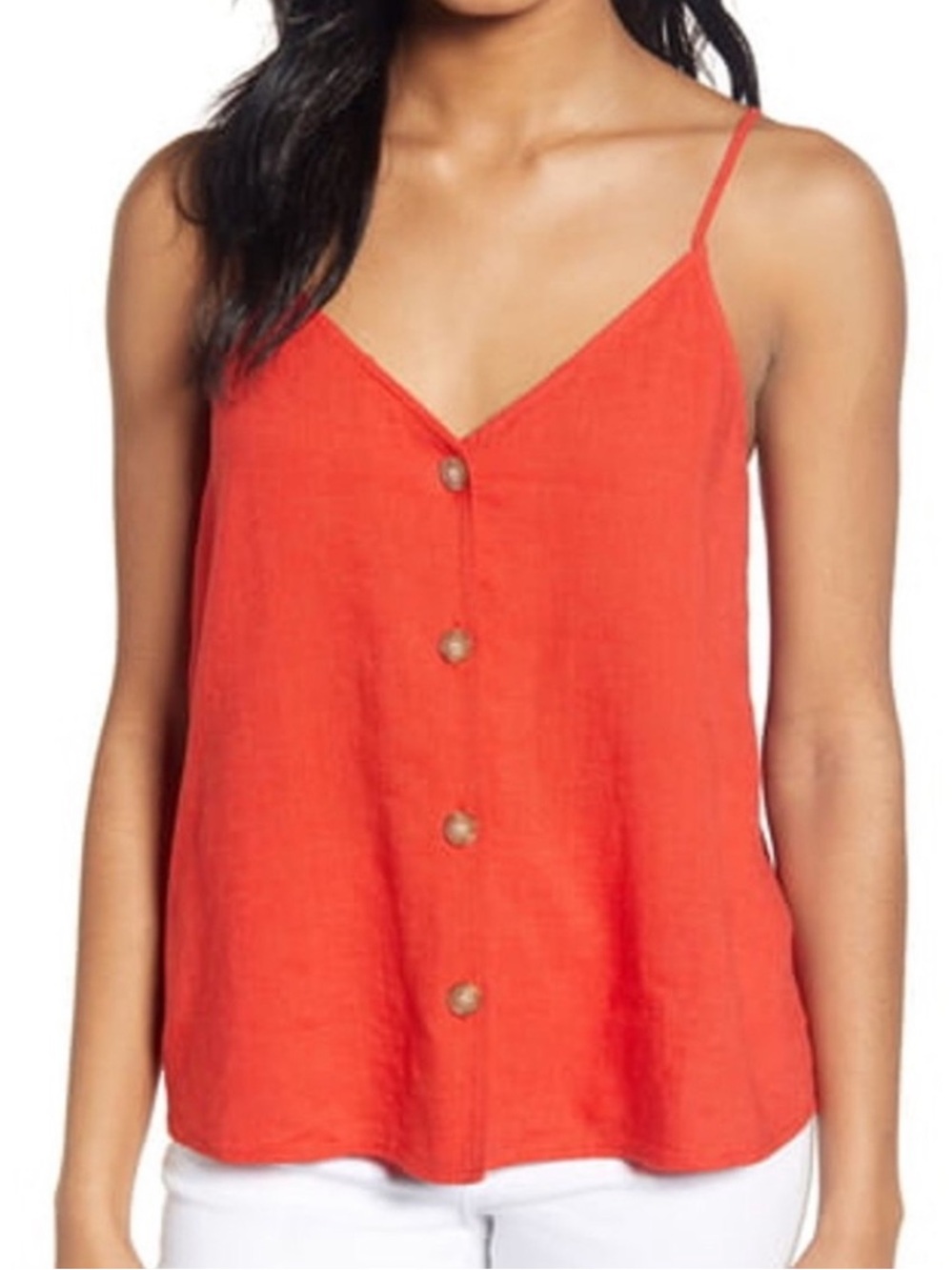 bp Red/Orange Button-Front Adjustable Spaghetti Strap Cami sz M